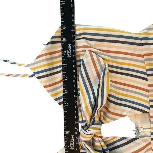 Altar'd State‎ Women's Knee Length Dress Multicolor Striped Bow M Beach Summer - Picture 13 of 13